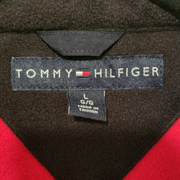 VINTAGE TOMMY HILFIGER Men's Long Sleeve Fleece Pullover Jacket Size L Red NWT - Picture 2 of 11